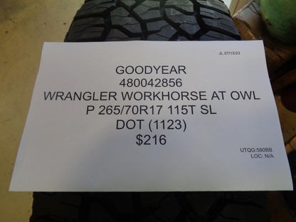 GOODYEAR WRANGLER WORKHORSE AT OWL P 265 70 17 115T SL TIRES 480042856 CQ2