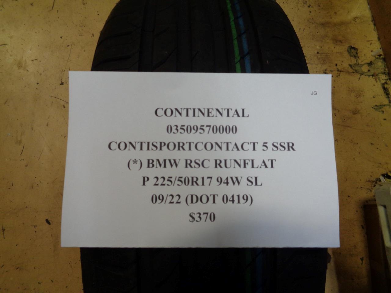 1 CONTINENTAL CONTISPORTCONTACT 5 SSR *BMW RSC RUNFLAT 225 50 17 94W SL 35095700
