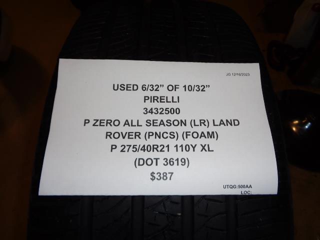 USED PIRELLI P ZERO A/S (LR) (PNCS) (FOAM) P 275 45 21 110Y XL TIRE 3432500 BQ4