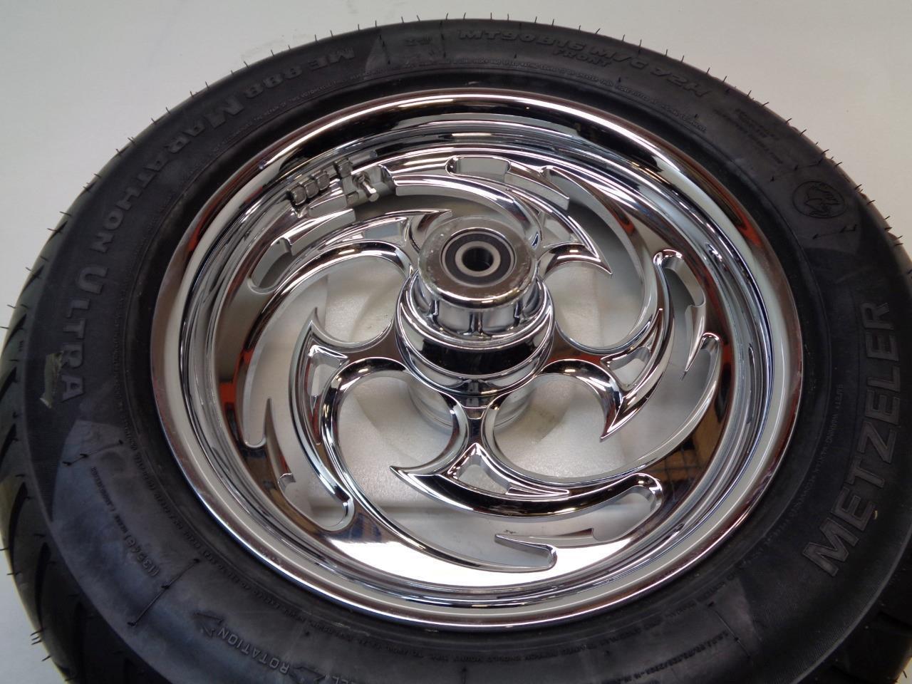 RC COMPONENTS CHROME SAVAGE 16" FRONT WHEEL w/ METZELER ME88 ULTRA MT90B16 72H