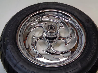 RC COMPONENTS CHROME SAVAGE 16" FRONT WHEEL w/ METZELER ME88 ULTRA MT90B16 72H