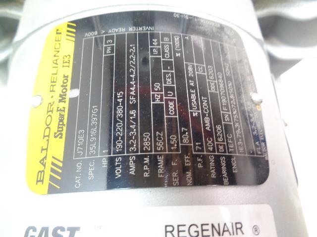 GAST R4P315A REGENERATIVE BLOWER WITH BALDOR J710E INDUSTRIAL MOTOR NEW J1