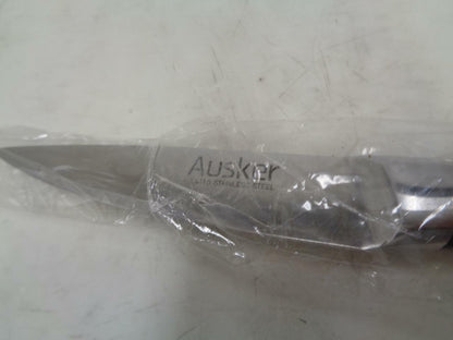 NEW AUSKER 6 PIECE STAINLESS STEEL KNIFE SET WITH BLOCK SR