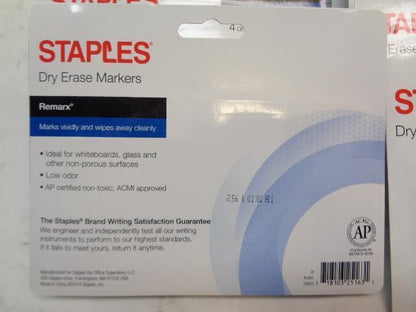 NEW 12-PACK STAPLES REMARX CHISEL TIP ASSORTED DRY ERASE MARKERS 29205 R33