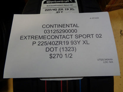 2 CONTINENTAL EXTREMECONTACT SPORT 02 P 225 40 19 93Y XL TIRE 3125290000 BQ3