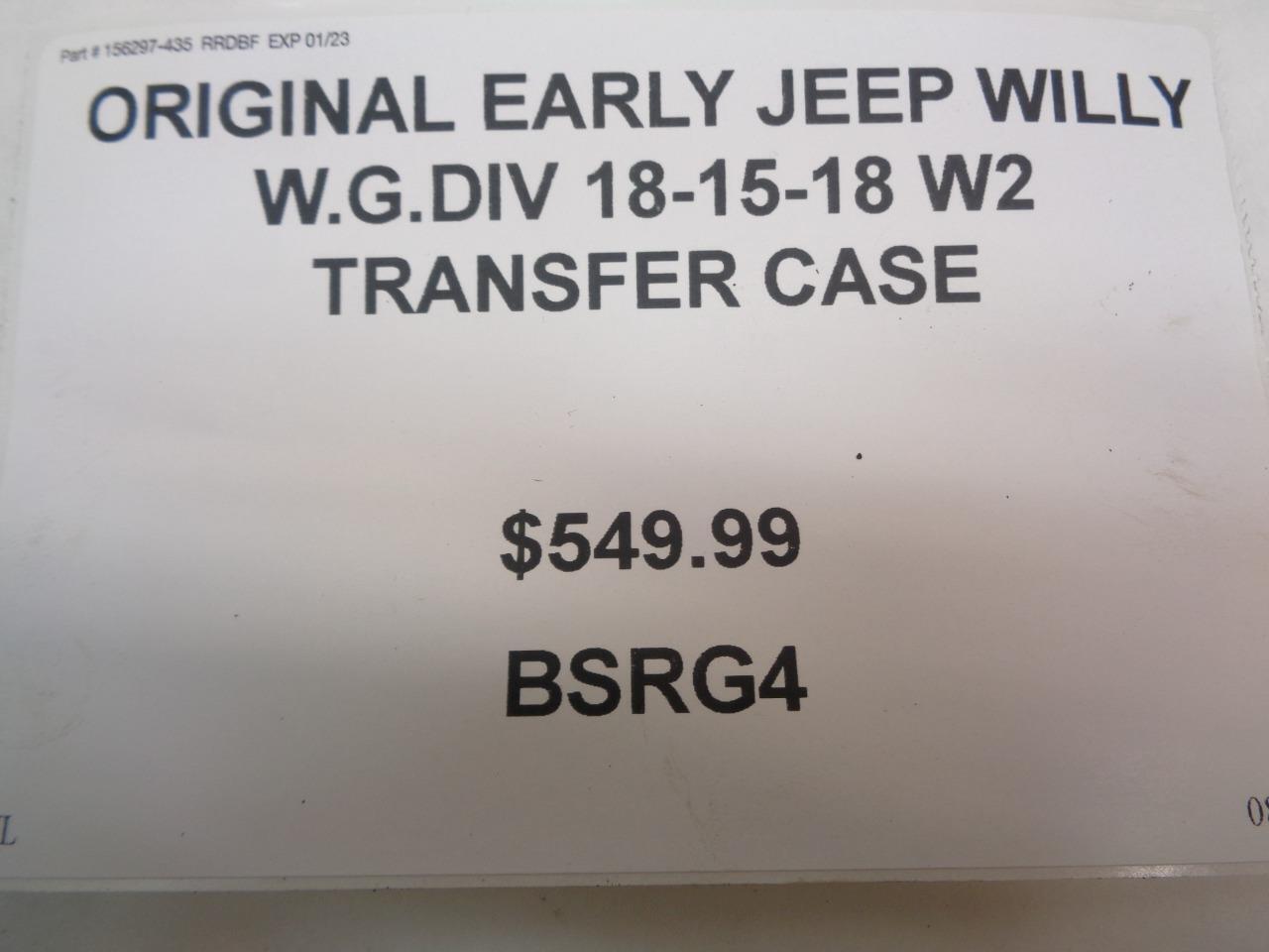 ORIGINAL EARLY JEEP WILLY W.G.DIV 18-15-18 W2 TRANSFER CASE BSRG4