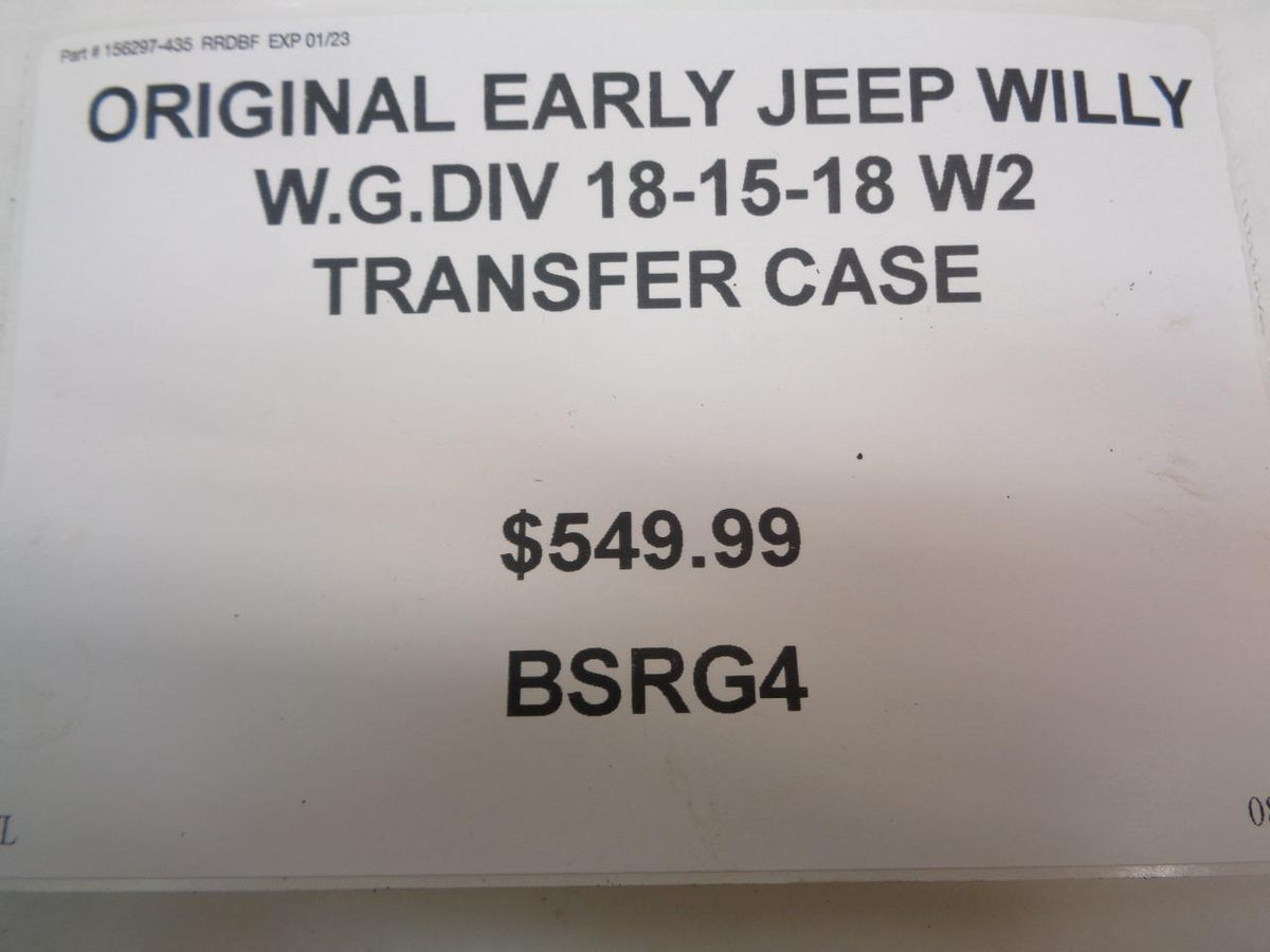 ORIGINAL EARLY JEEP WILLY W.G.DIV 18-15-18 W2 TRANSFER CASE BSRG4