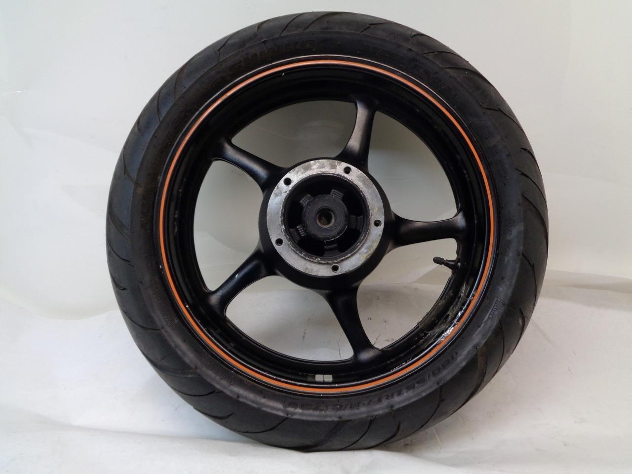 YAMAHA 2004-07 FZ6 17x4.5 5 SPOKE ORANGE STRIPE WHEEL & TIRE SR