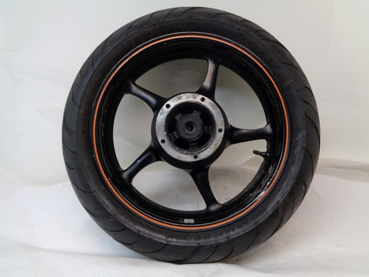 YAMAHA 2004-07 FZ6 17x4.5 5 SPOKE ORANGE STRIPE WHEEL & TIRE SR