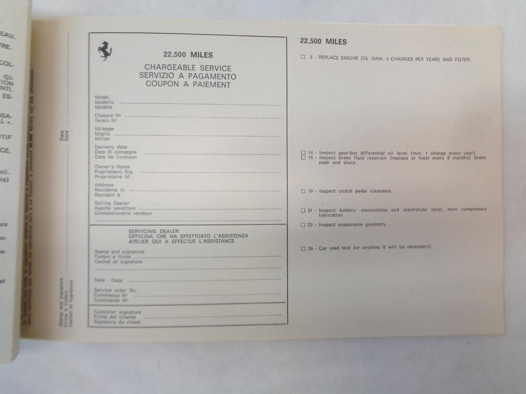 USED GENUINE Ferrari 1978 308 GTB/GTS Owners Manual Set R31 T1