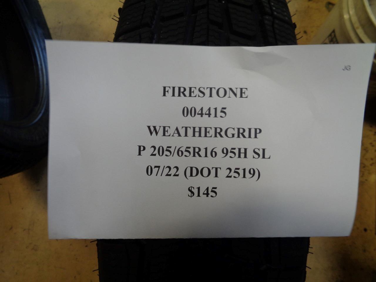 1 NEW TIRE FIRESTONE WEATHERGRIP 205 65 16 95H SL 004415