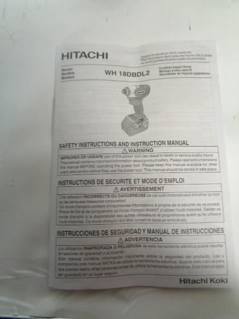 HITACHI 18 VOLLT LITHIUM ION 1/4IN CORDLESS IMPACT DRIVER WH18DBDL2  BSR35