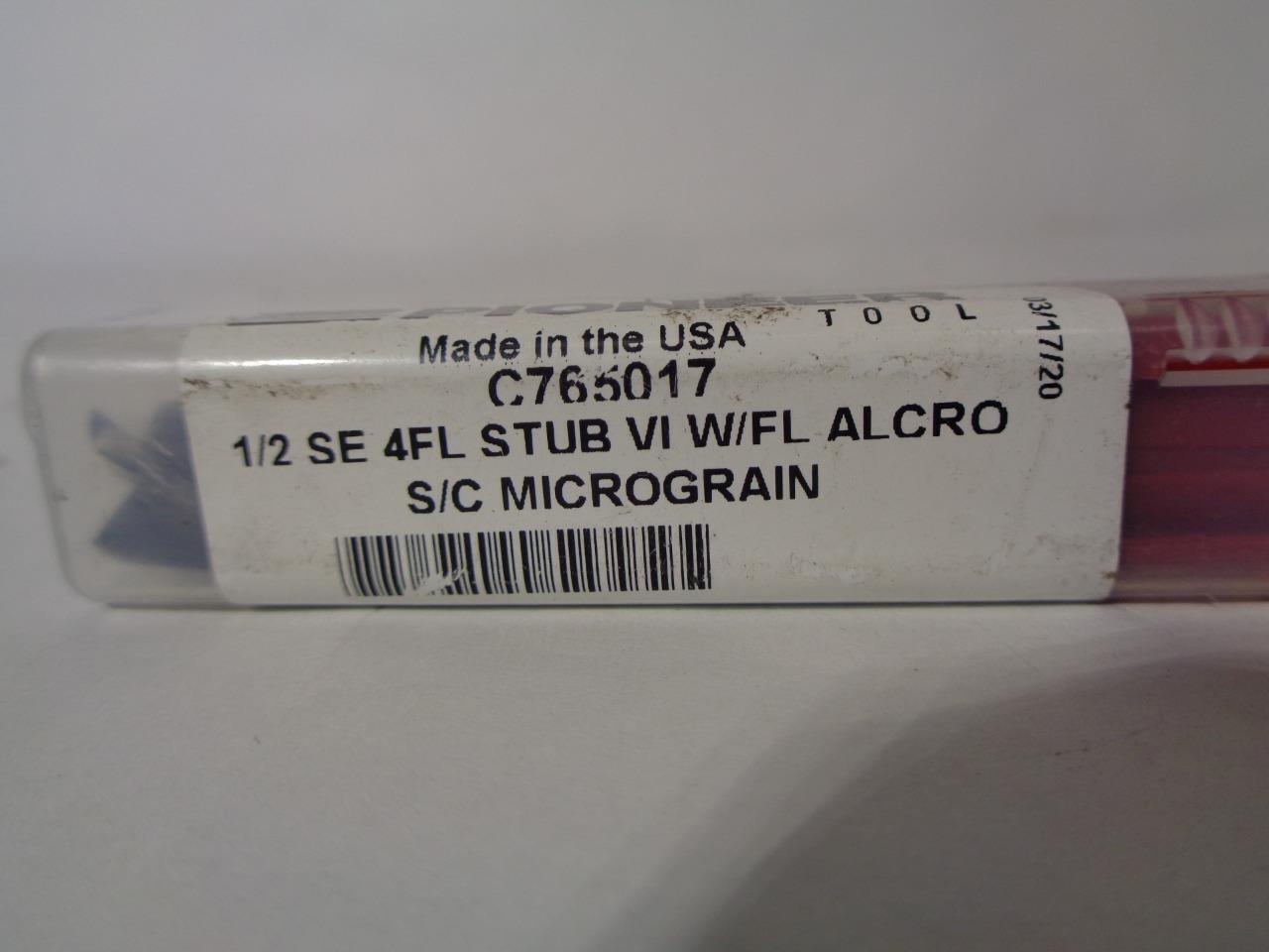 PIONEER 1/2 SE 4FL STUB VI W/FL ALCRO S/C MICROGRAIN END MILL C765017 NEW R29