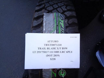 ATTURO TRAIL BLADE X/T LT 255 75 17 111/108S LRC 6PLY TIRE TBXTI00712102 AQ4