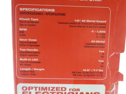 BRAND NEW MILWAUKEE M18 FUEL RIGHT ANGLE DRILL 1/2" HOLE HAWG 2807-20 BSR35