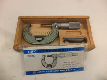 USED NSK OUTSIDE MICROMETER CALIPER 1-2" 25-50MM 0.01 R22T5
