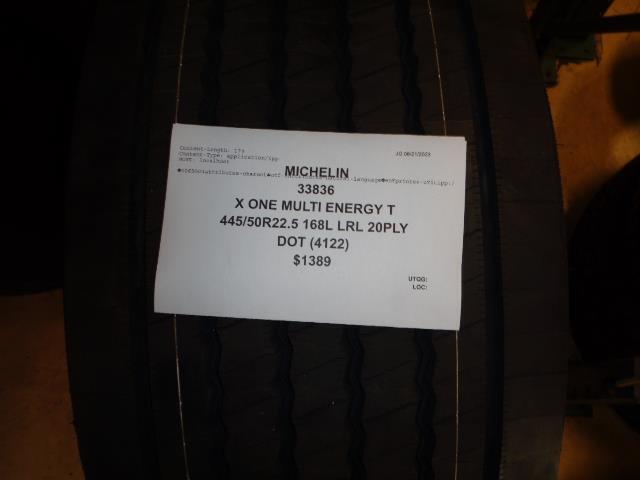 MICHELIN X ONE MULTI ENERGY T 445 50 22.5 168L LRL 20PLY TIRE 33836 BQ3