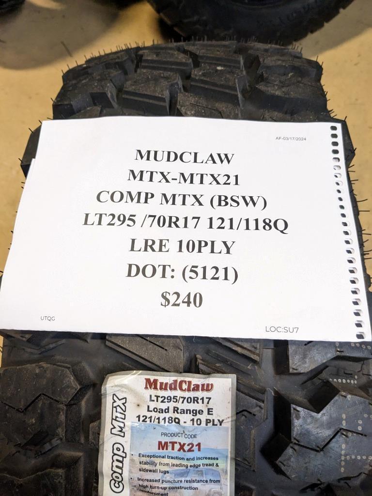 MUD CLAW COMP MTX LT 295 70 17 121/118Q LRE 10PLY TIRE MTX21 CQ1