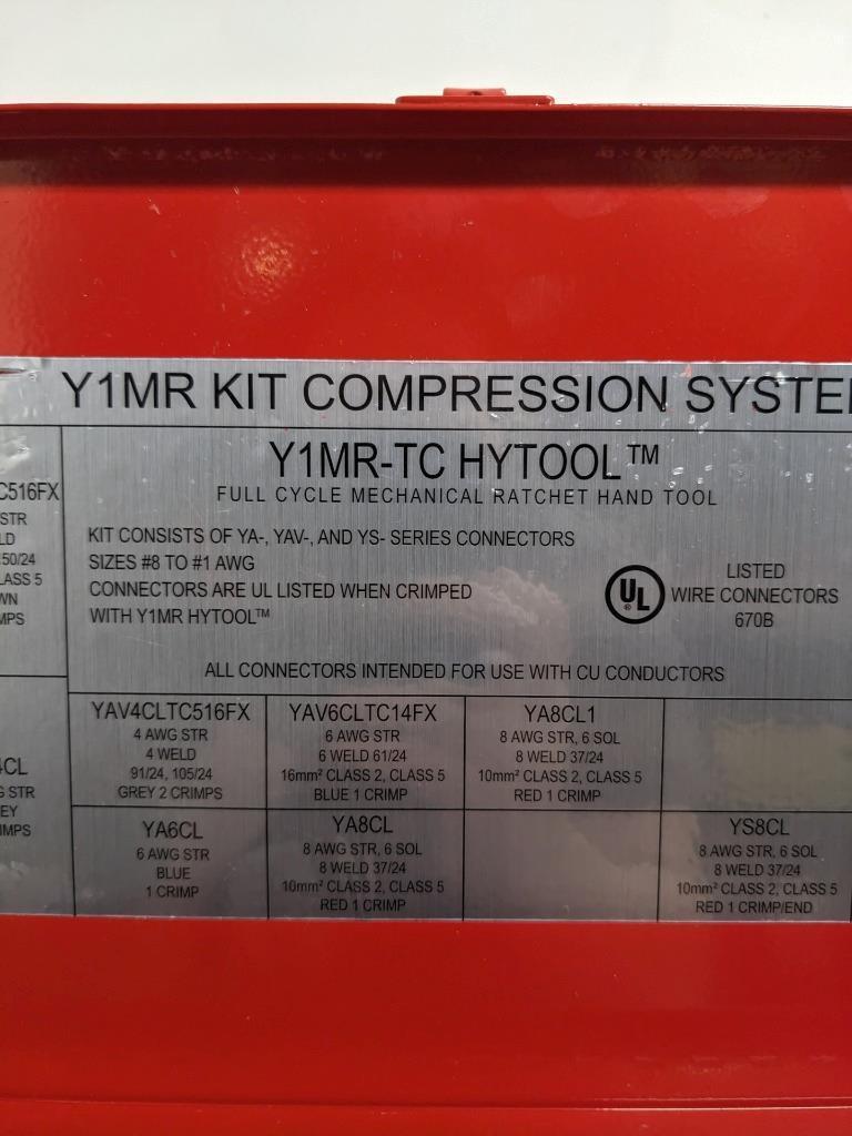 BURNDY Y1MRKIT CRIMPER AND CONNECTOR KIT YS, YSV 4.5 TON FOR WIRE/CABLE NEW R27