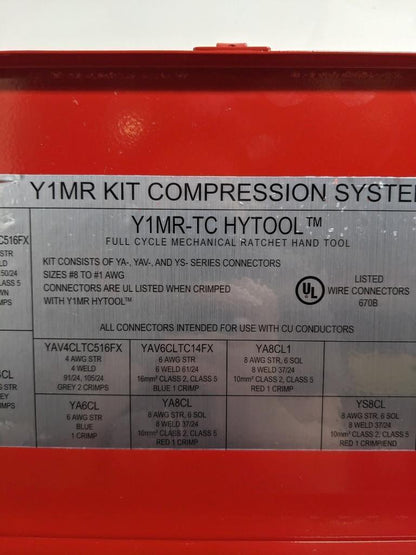 BURNDY Y1MRKIT CRIMPER AND CONNECTOR KIT YS, YSV 4.5 TON FOR WIRE/CABLE NEW R27