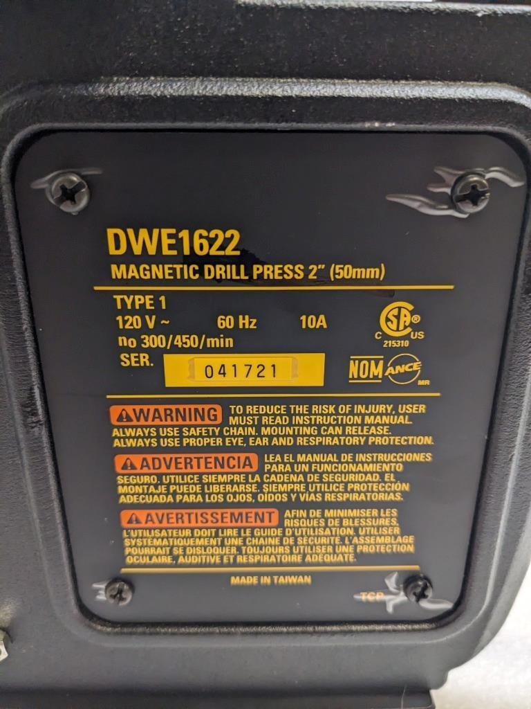 DEWALT DWE1622K MAGNETIC DRILL PRESS 2-SPEED 300-450RPM 4-3/8" NEW #2 BSR35
