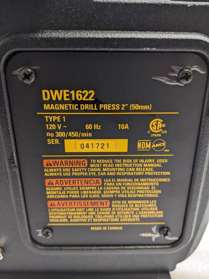 DEWALT DWE1622K MAGNETIC DRILL PRESS 2-SPEED 300-450RPM 4-3/8" NEW #2 BSR35