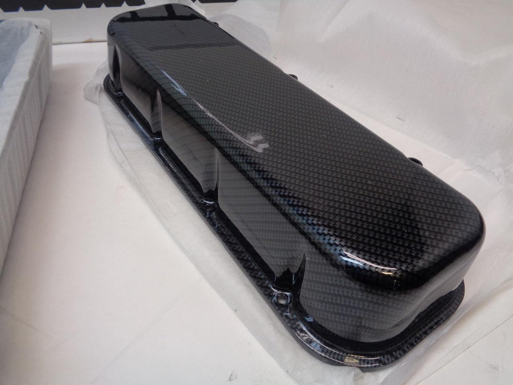 MOROSO VALVE COVERS BBC CAST ALUMINUM GRAY/BLACK FIBER DESIGN 68426 R8