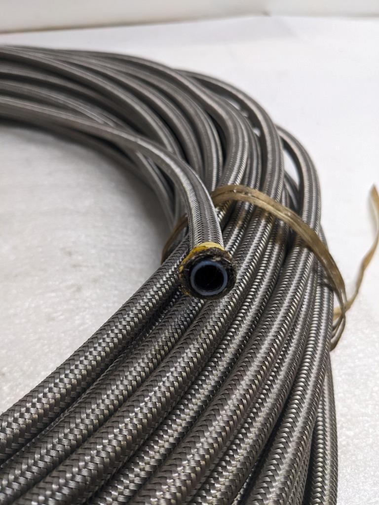 UNBRANDED BRAIDED 223' SS HOSE 5/16" ID 7/16" OD W/ PLASTIC TUBING NEW R5