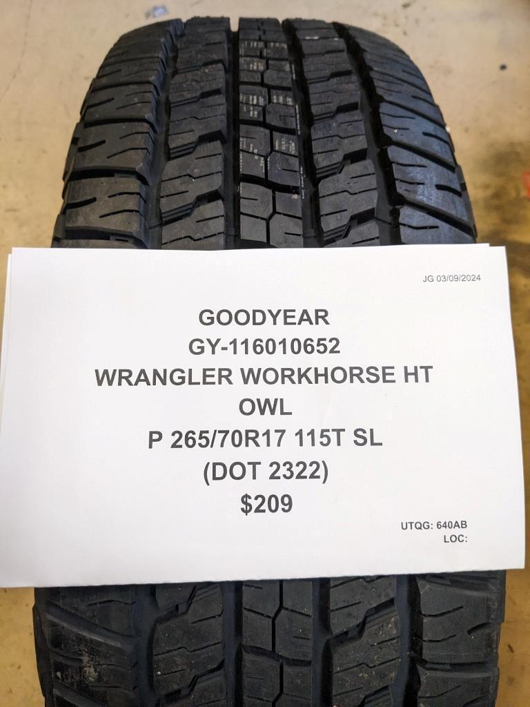 GOODYEAR WRANGLER WORKHORSE HT OWL P 265 70 17 115T SL TIRE 116010652 CQ1