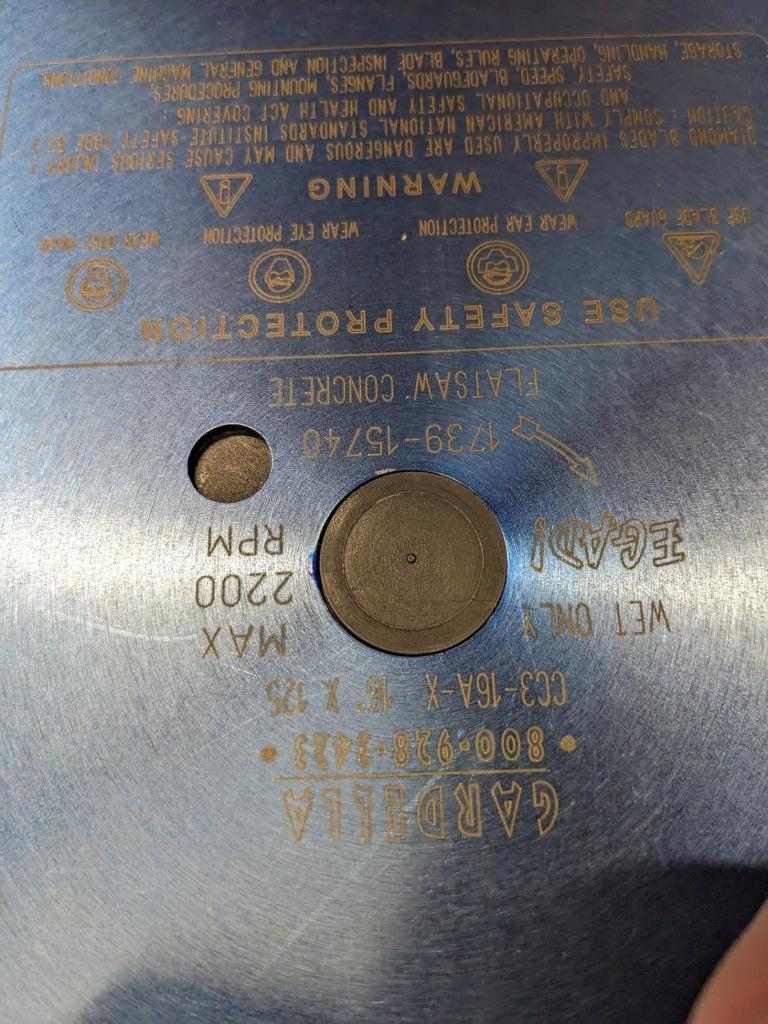 GARDELLA CONCRETE FLATSAW BLADE 35-72HP MEDIUM BOND CC3-16A NEW R7