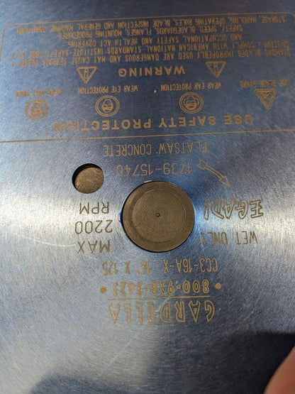 GARDELLA CONCRETE FLATSAW BLADE 35-72HP MEDIUM BOND CC3-16A NEW R7