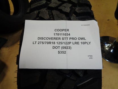 COOPER DISCOVERER STT PRO OWL LT 275 70 18 125 122P LRE 10PLY TIRE 170111034 BQ4