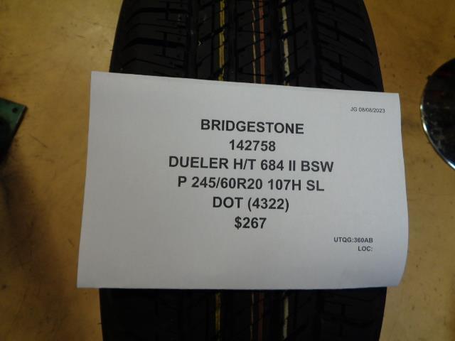 BRIDGESTONE DUELER H/T 684 II BSW P 245 60 20 107H SL TIRE 142758 CQ2
