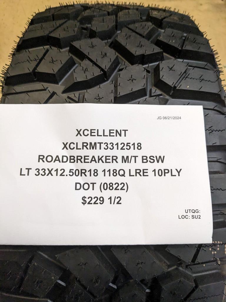 2 XCELLENT ROADBREAKER M/T BSW LT 33 12.5 18 118Q LRE 10PLY TIRES XCLRMT3312518