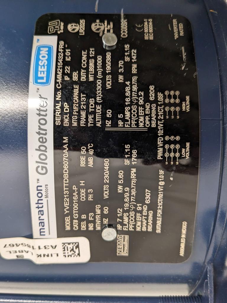 MARATHON gt0016a-p 1768rpm 215t dp 3ph globetrotter gernal motor NEW  B1B2