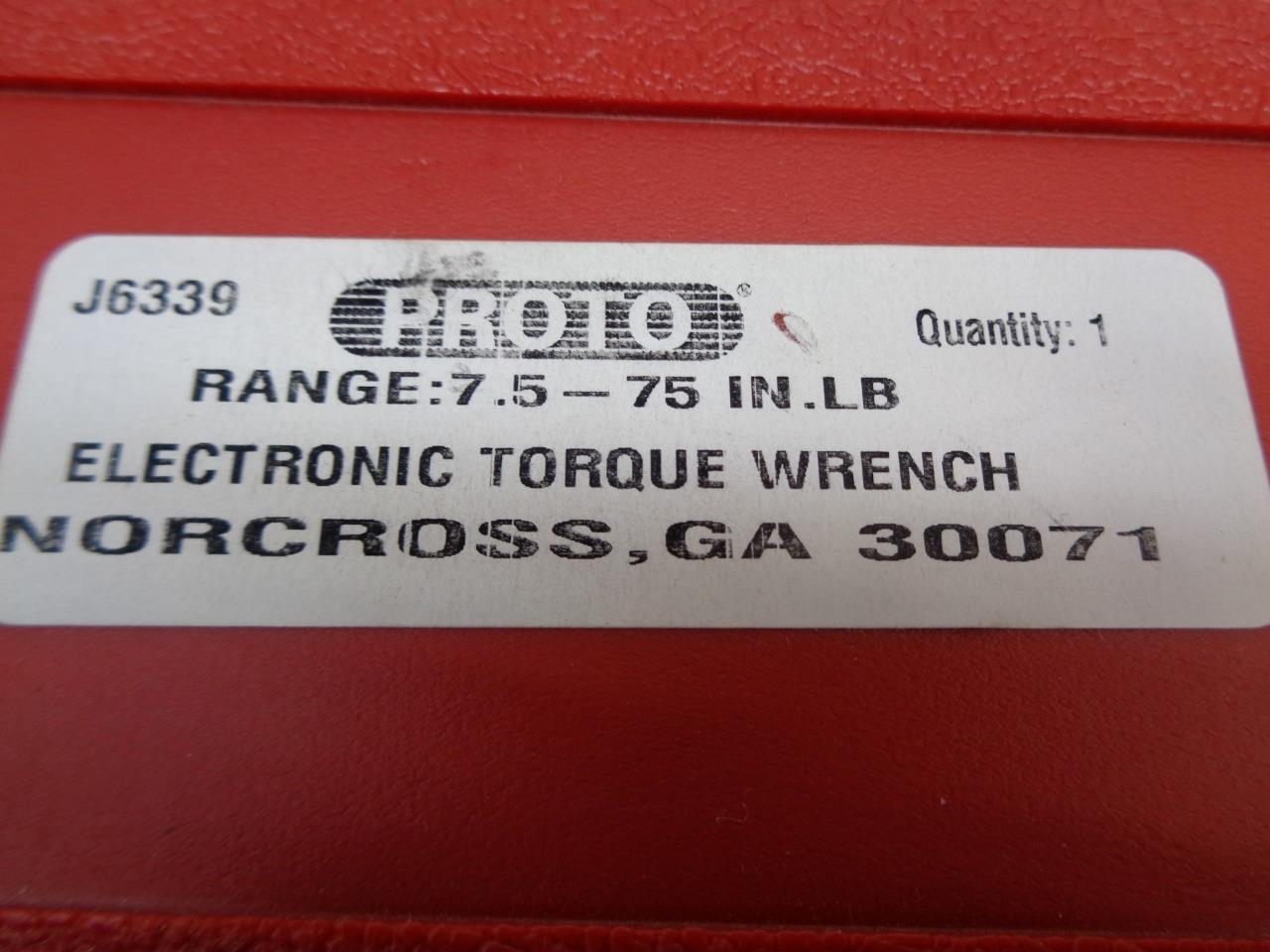 PROTO ELECTRONIC TORQUE WRENCH .63-6.25 FT-LB 1/4" DRIVE J6339 R22