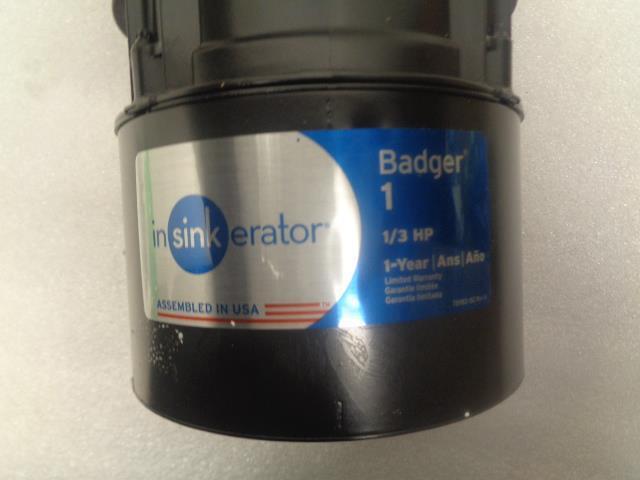 INSINKERATOR GARBAGE DISPOSAL W/ CORD BADGER 1, 1/3HP  1-92A