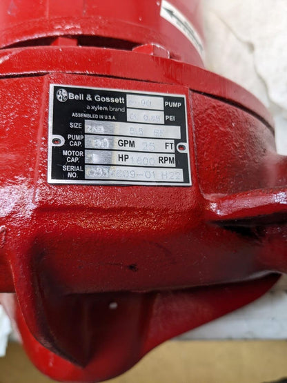 BELL & GOSSETT SERIES E-90 1HP 1800 RPM 80 GPM PUMP C336609-01-H22 R11