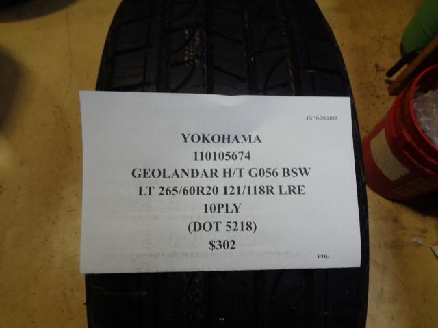 1 YOKOHAMA GEOLANDAR HT G056 BSW LT 265 60 20 121/118R LRE 10PLY TIRE 110105674