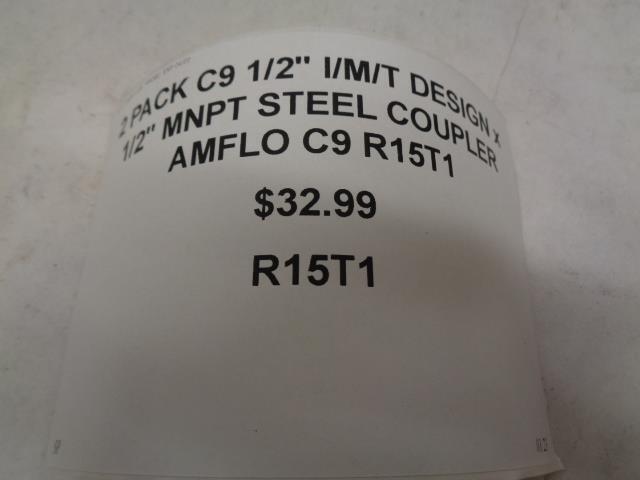 2 PACK C9 1/2" I/M/T DESIGN x 1/2" MNPT STEEL COUPLER AMFLO C9 R15T1