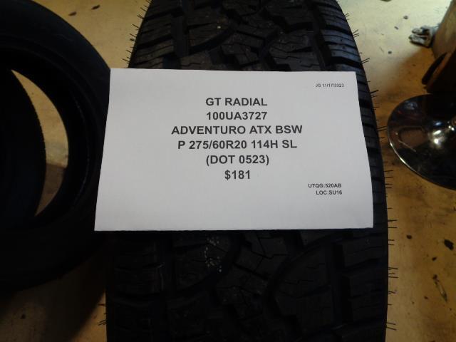 GT RADIAL ADVENTURO ATX BSW P 275 60 20 114H SL ALL TERRAIN TIRE 100UA3727 CQ1