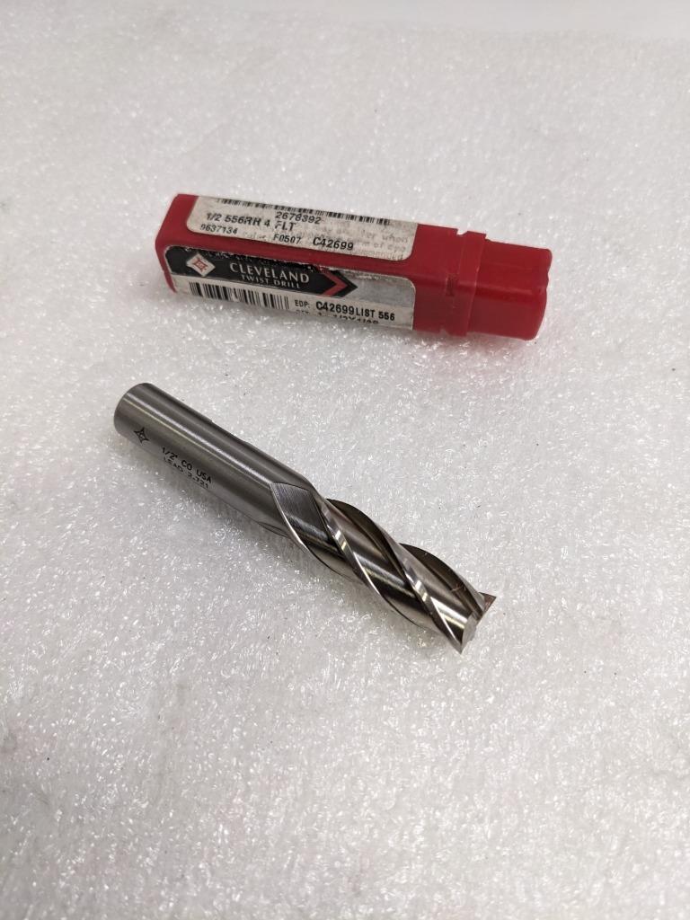 CLEVELAND TWIST DRILL C42699 END MILL 556 1/2" DIA 3-1/4" OAL 4-FLUTE NEW R22T5