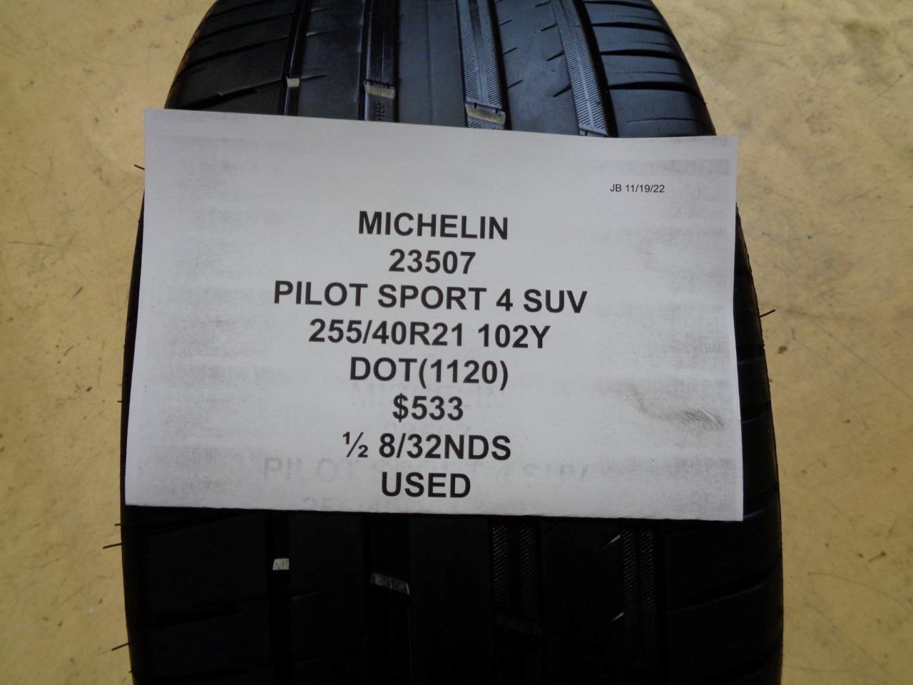 2 USED MICHELIN PILOT SPORT 4 SUV 255 40 21 102Y TIRES 23507