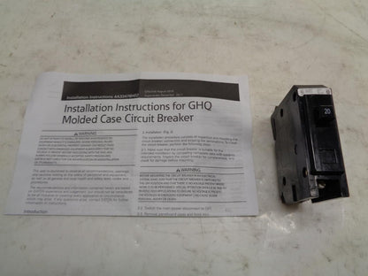 NEW EATON MOLDED CASE BOLT-ON BREAKER 1 POLE GHQ1020, 20 AMPS, 277 VOLTS R4