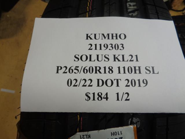 KUMHO SOLUS KL21 P 265 60 18 110H SL ALL SEASON TIRE 2119303 CQ1
