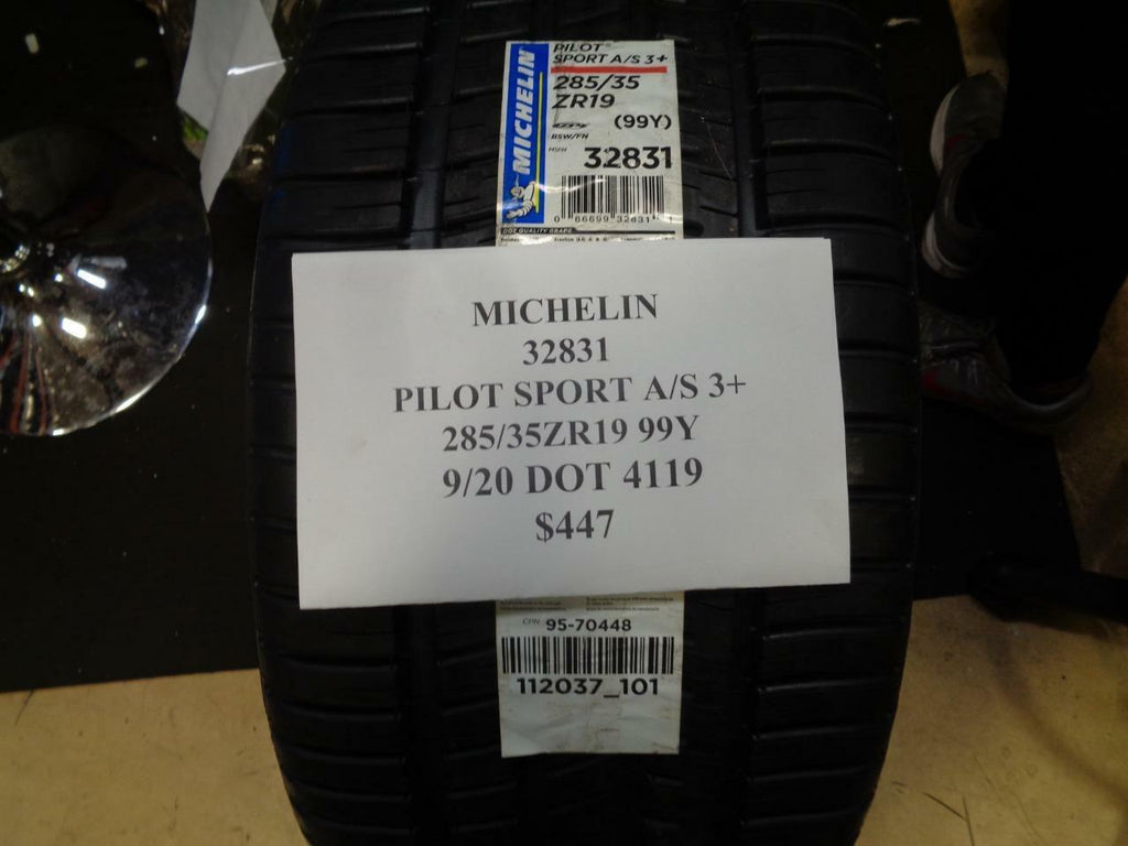 1 NEW MICHELIN PILOT SPORT AS3+ P 285 35 19 99Y TIRES WO LABEL 32831 Q0