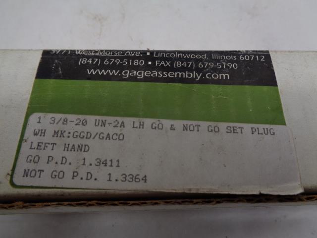 GAGE ASSEMBLY COMPANY GO/NOT GO SET PLUG 1 3/8-20 UN-2A  LH R22T9