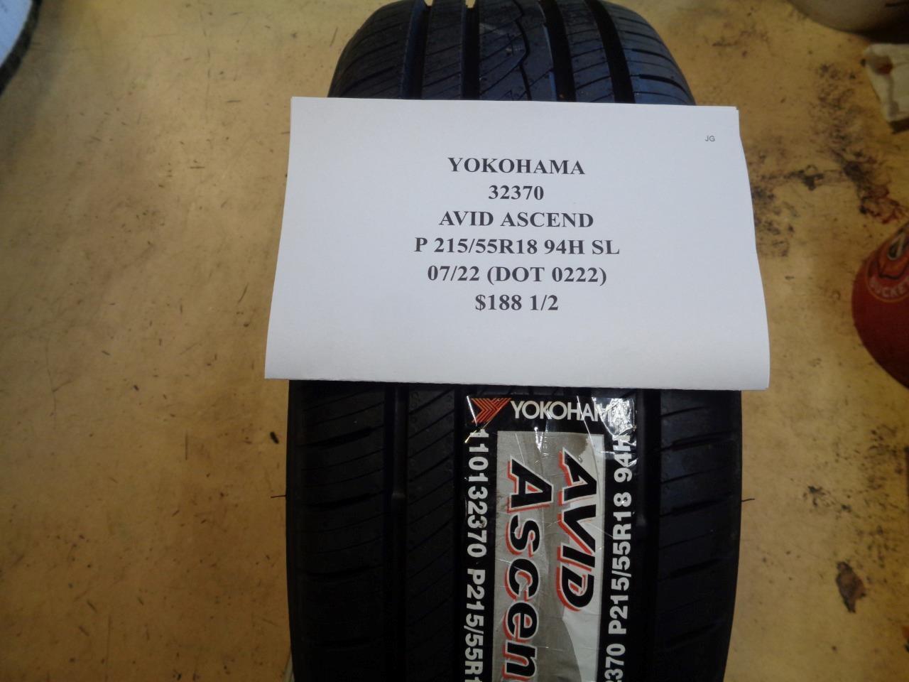 YOKOHAMA AVID ASCEND P 215 55 18 94H SL ALL SEASON TIRES 32370 CQ1