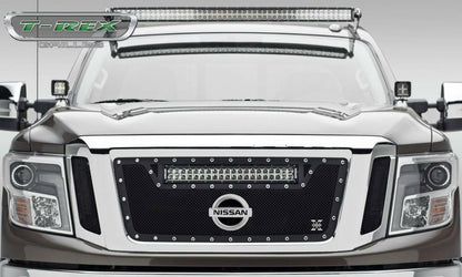T-REX GRILLES 3PC BLACK TORCH GRILLE FOR NISSAN TITAN 16-19 20" LED LIGHT BAR