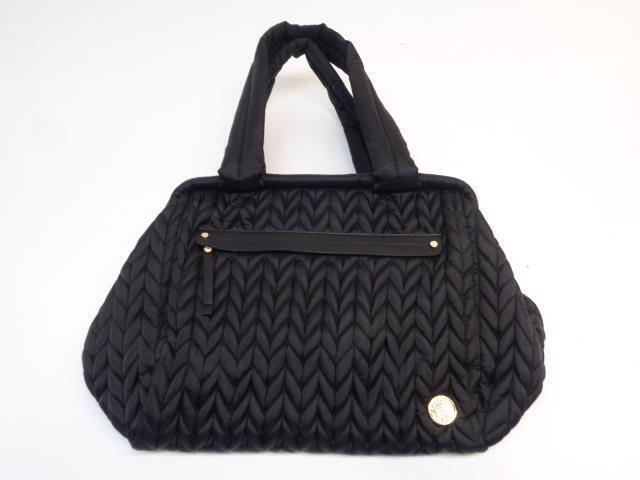 1 NEW HAPP PAIGE CARRYALL DIAPER BAG BLACK HERRINGBONE & GOLD ACCENT SR